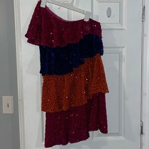 Sequins one strap dress - pink, blue and orange!